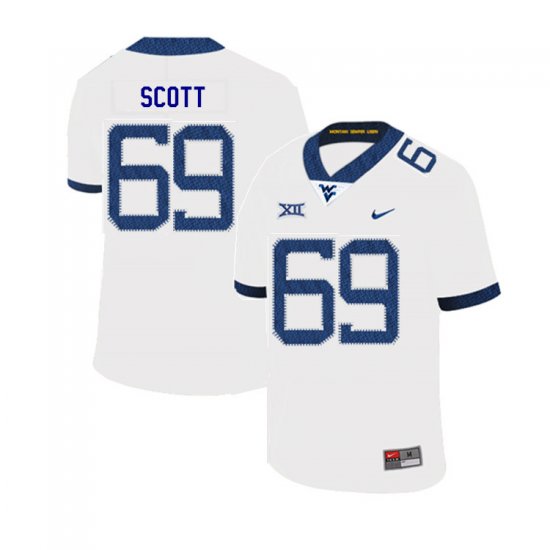 Men's West Virginia Mountaineers NCAA #69 Blaine Scott White Authentic Nike 2019 Stitched College Football Jersey MP15L13ZJ